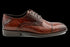 Men's Tan, Calfskin, Designer Derby Shoes with Croc & Iguana Pattern